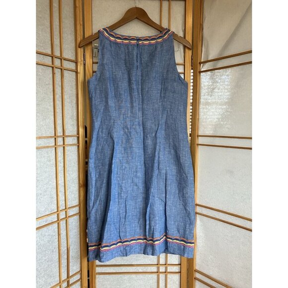 NWT Talbots Linen Scalloped Embroidered Detail Shift Dress Lined Small MSRP $129 - Picture 7 of 13